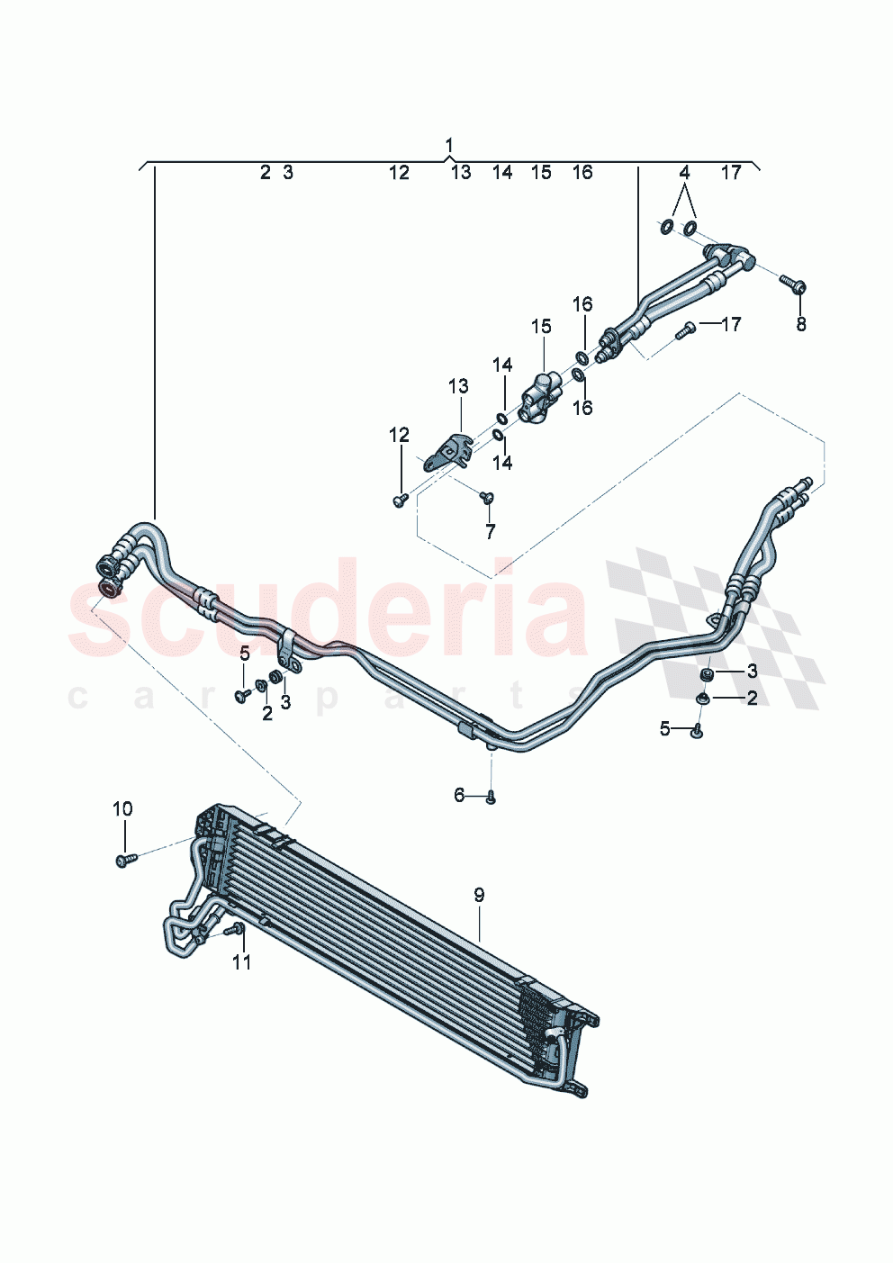 oil pressure line for gearbox oil cooling Gear oil cooler of Bentley Bentley New Continental Convertible (2019-2024)