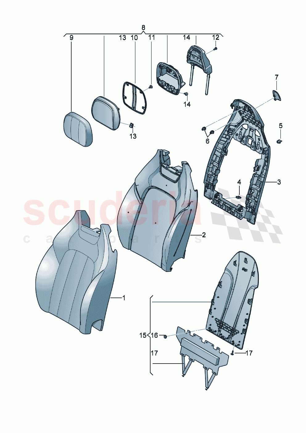 Seat back trim head restaints D - MJ 2023>> of Bentley Bentley New Continental GT (2019-2024)