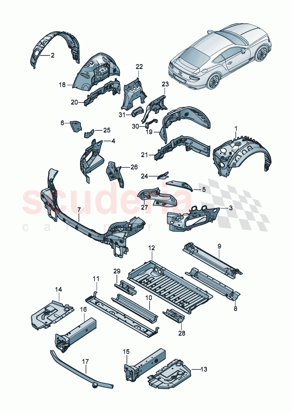 Side member Wheel housing of Bentley Bentley New Continental GT (2019-2024)