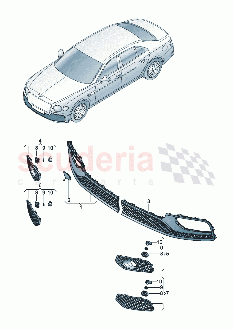 Genuine accessories Air guide grille of Bentley Bentley New Flying Spur (2020-2024)
