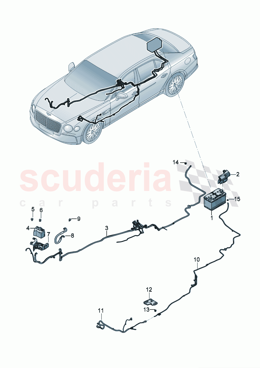 Wiring set for battery + Wiring set for electro- mechanical power steering of Bentley Bentley New Flying Spur (2020-2024)