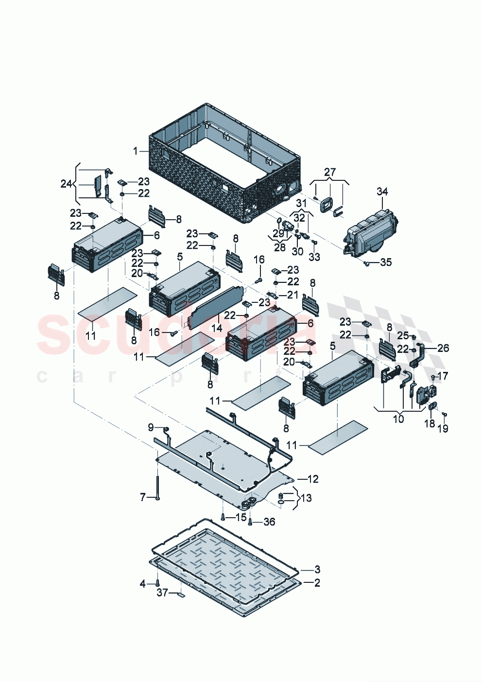 High-voltage battery Battery housing lower section Individual parts of Bentley Bentley New Flying Spur (2020-2024)