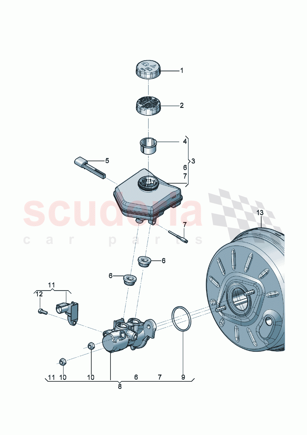 Tandem brake master cylinder with brake fluid reservoir of Bentley Bentley New Flying Spur (2020-2024)