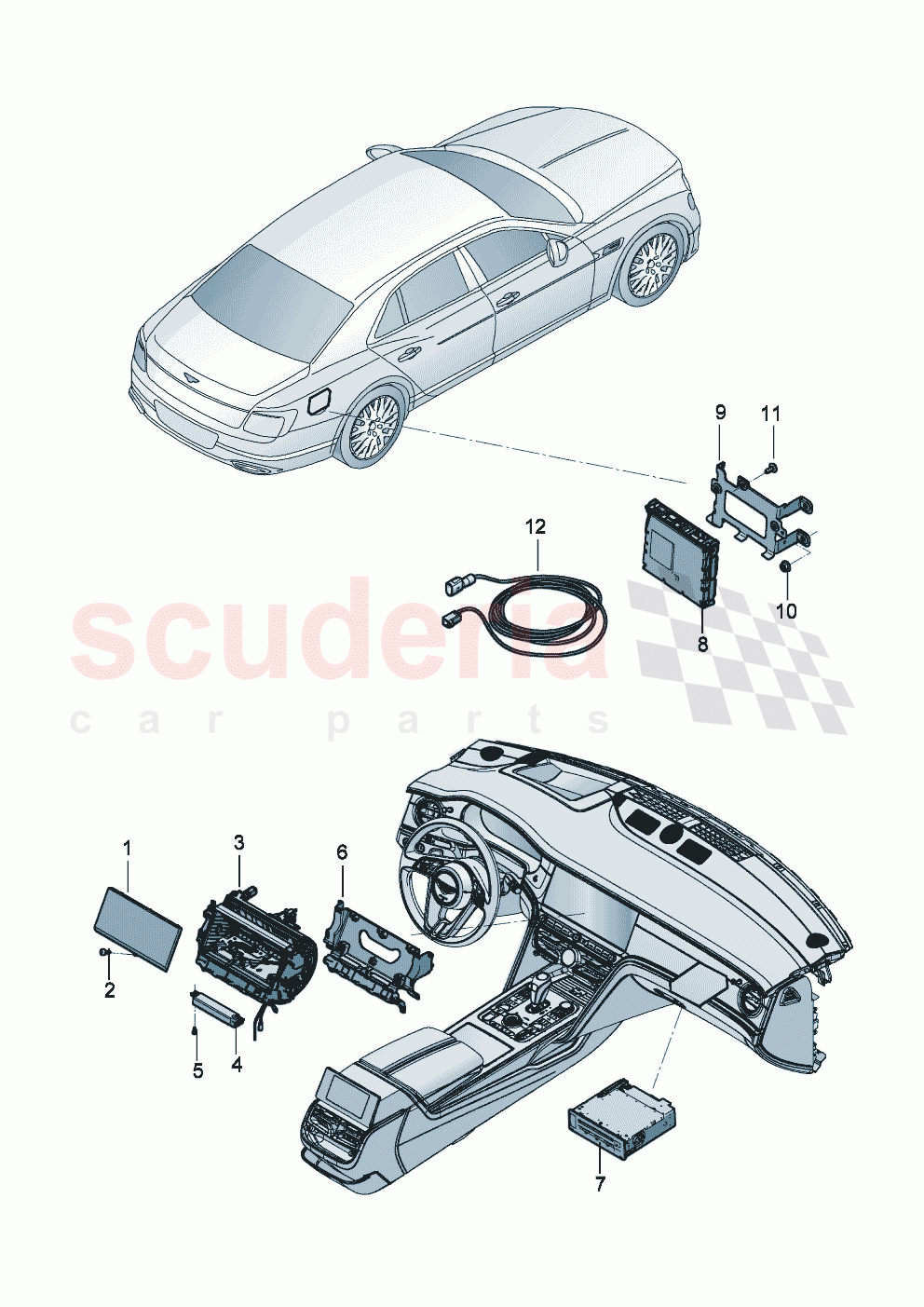 Central display for navigation and TV of Bentley Bentley New Flying Spur (2020-2024)