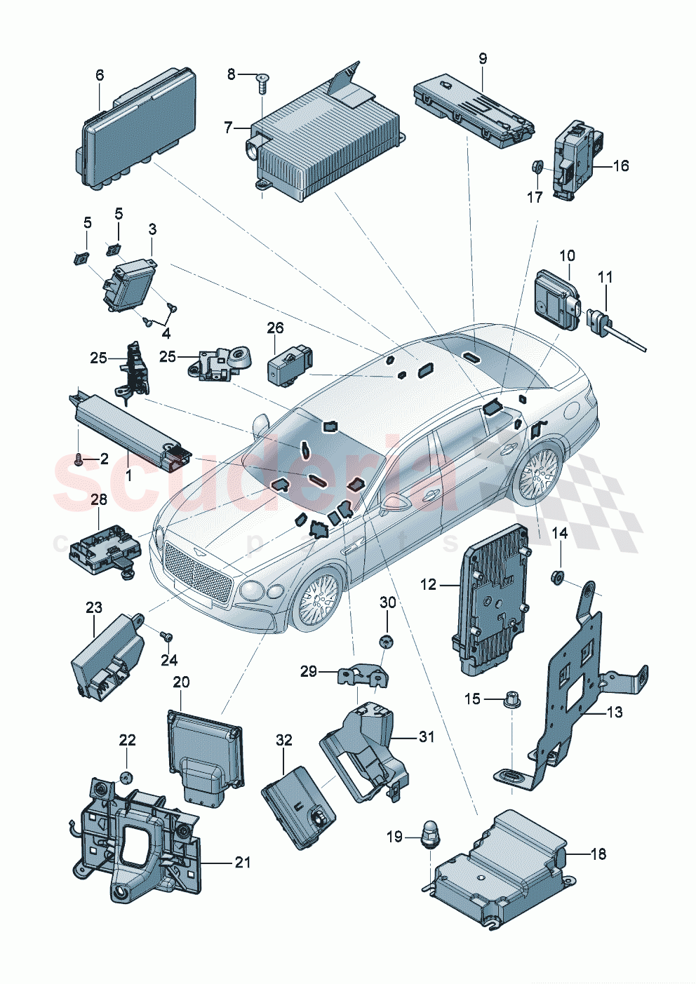 Control systems for comfort systems and safety of Bentley Bentley New Flying Spur (2020-2024)