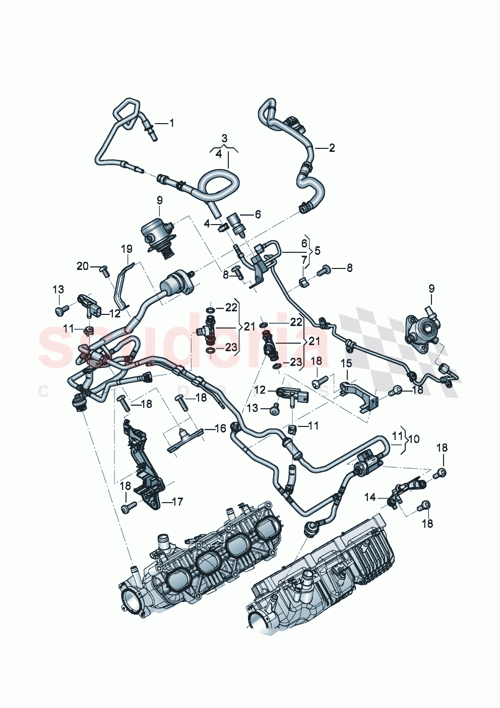 Fuel supply line Breather line Valve for active charcoal canister D >> - MJ 2022 of Bentley Bentley New Flying Spur (2020-2024)
