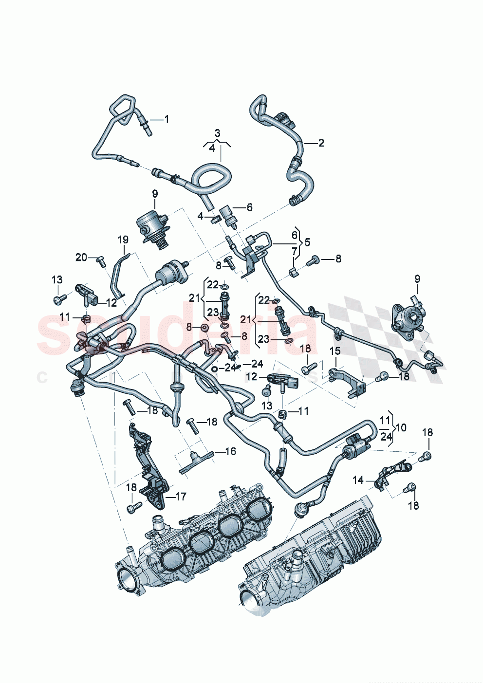 Fuel supply line Breather line Valve for active charcoal canister D - MJ 2024>> of Bentley Bentley New Flying Spur (2020-2024)