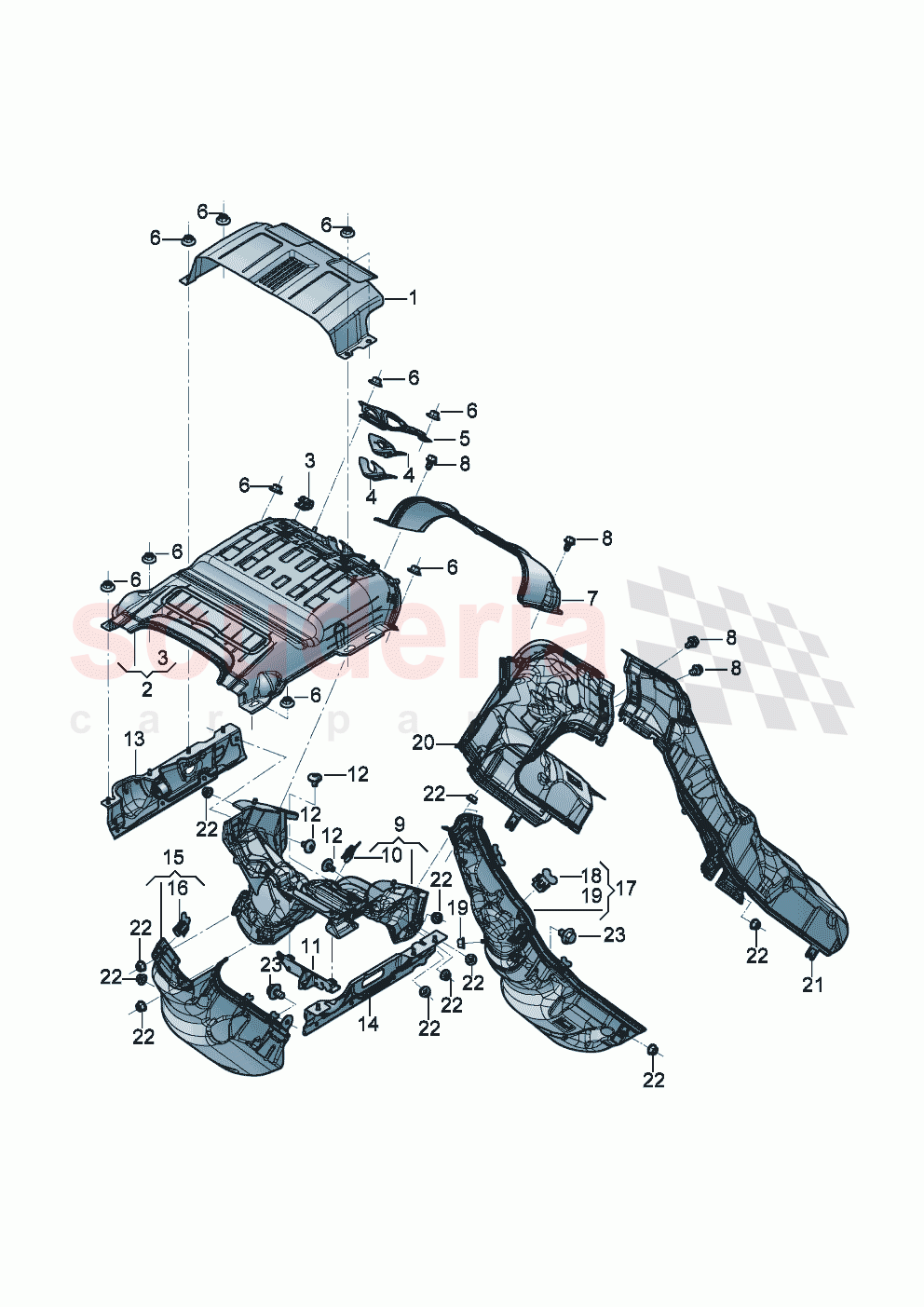 Air guide channel heat deflector plate For exhaust system of Bentley Bentley New Flying Spur (2020-2024)