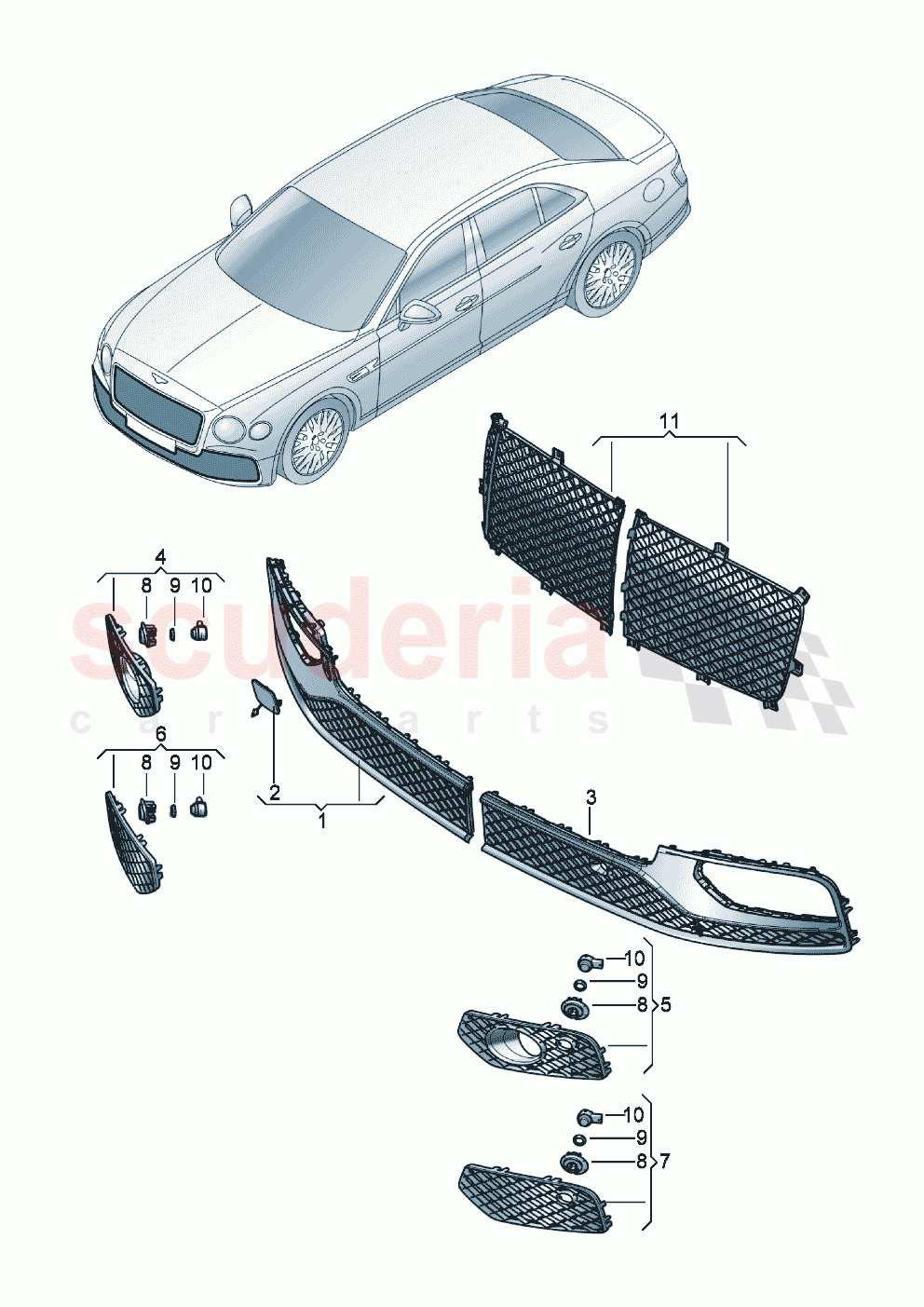 Air guide grille D - MJ 2022>> of Bentley Bentley New Flying Spur (2020-2024)