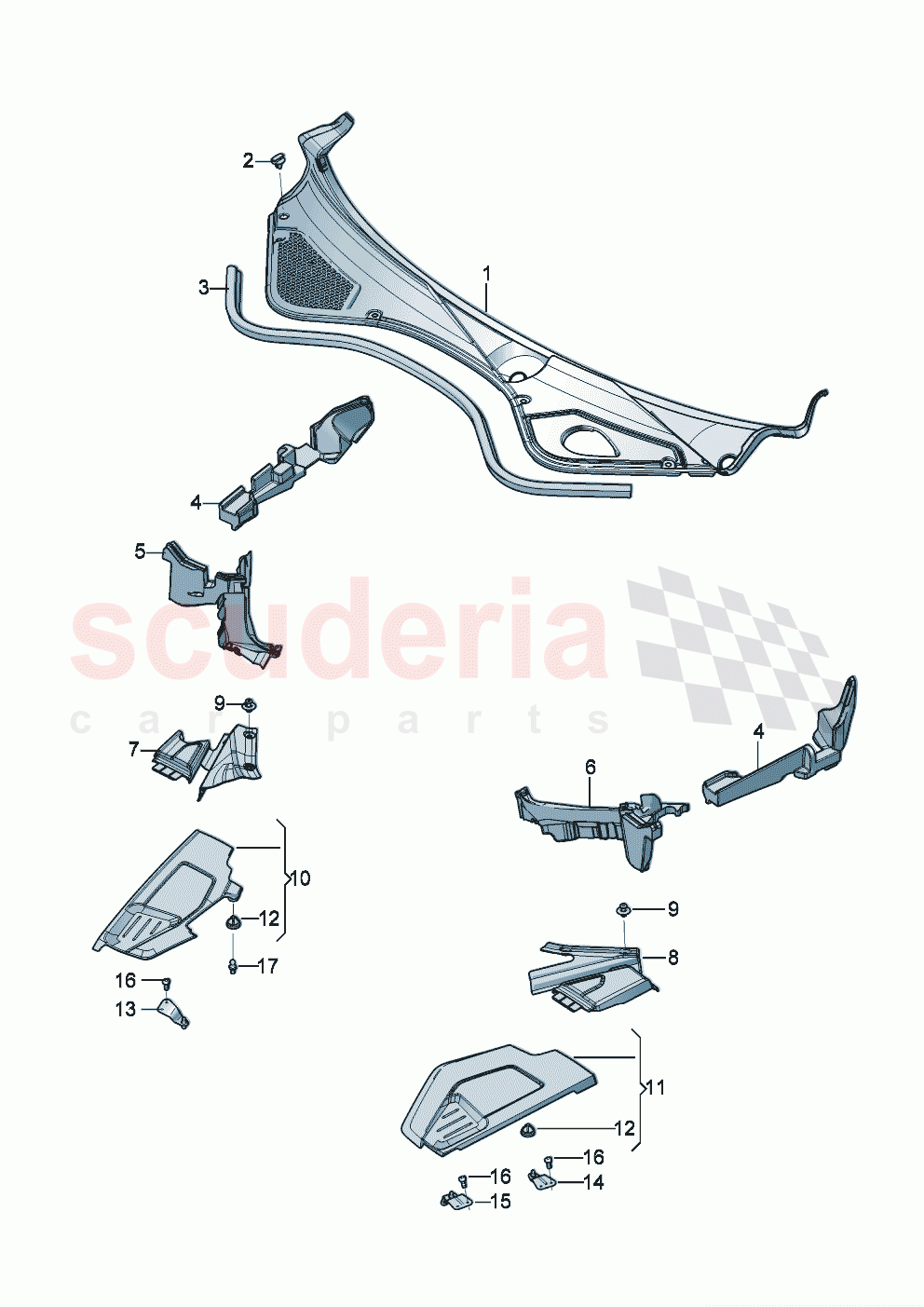 Cover for plenum chamber cover for engine compartment of Bentley Bentley New Flying Spur (2020-2024)