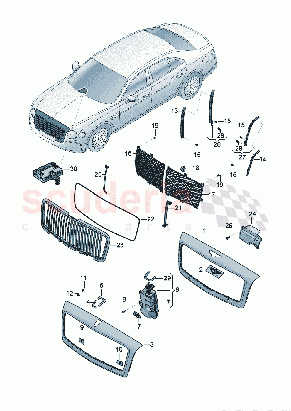 Radiator grille of Bentley Bentley New Flying Spur (2020-2024)