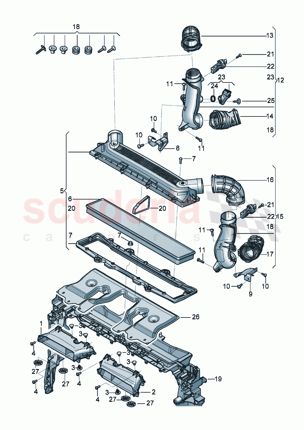 Air filter Intake air duct Intake hose Air mass meter D - 02.12.2019>> of Bentley Bentley New Flying Spur (2020-2024)