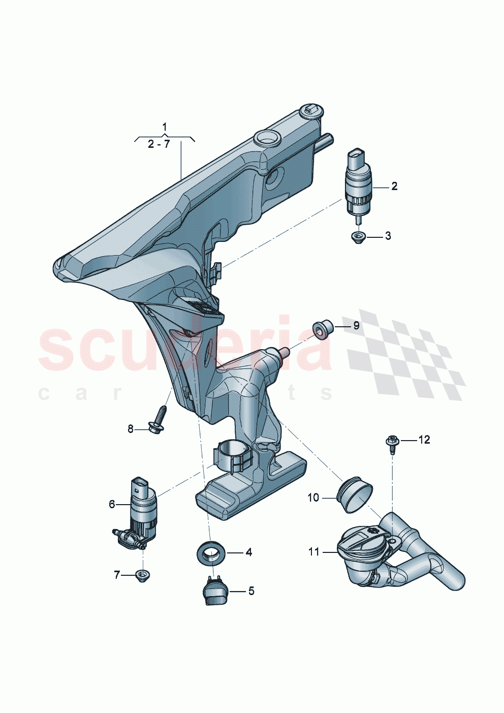 Washing and wiping system Wash water reservoir of Bentley Bentley New Flying Spur (2020-2024)
