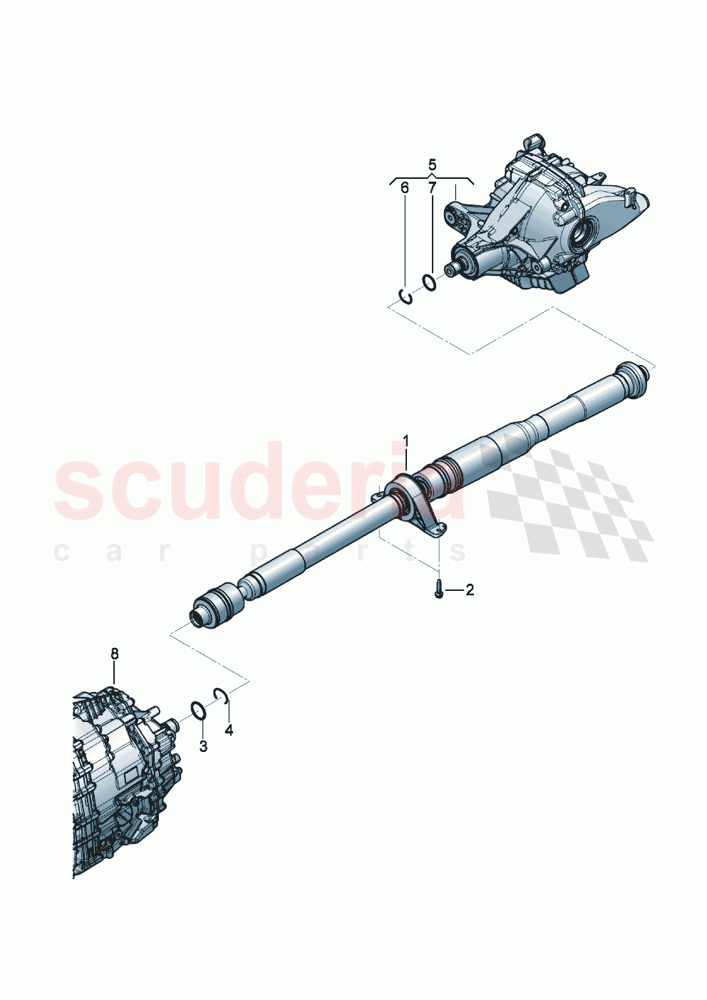 propeller shaft 2-piece with intermediate bearing for 8-speed automatic gearbox of Bentley Bentley New Flying Spur (2020-2024)