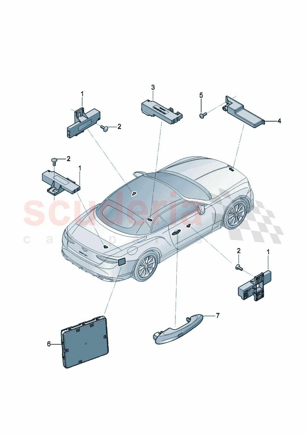 Aerial for access and start authorisation (KESSY) of Bentley Bentley New Continental Convertible (2025-2026)