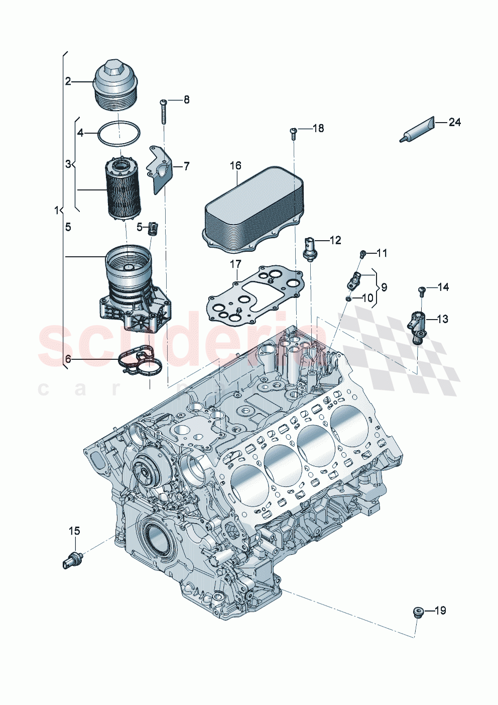 oil filter with flange Oil cooler Sensors of Bentley Bentley New Continental GT (2025-2026)