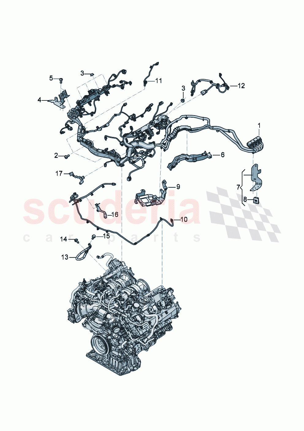 Additional wiring sets Wiring set for engine holder for wiring harness of Bentley Bentley New Continental GT (2025-2026)