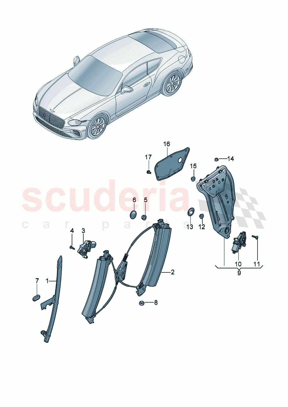 Window regulator of Bentley Bentley New Continental GT (2025-2026)