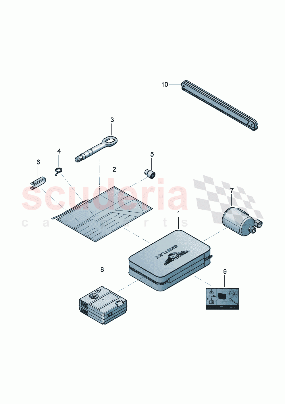Vehicle tools breakdown set with compressor of Bentley Bentley New Continental GT (2025-2026)