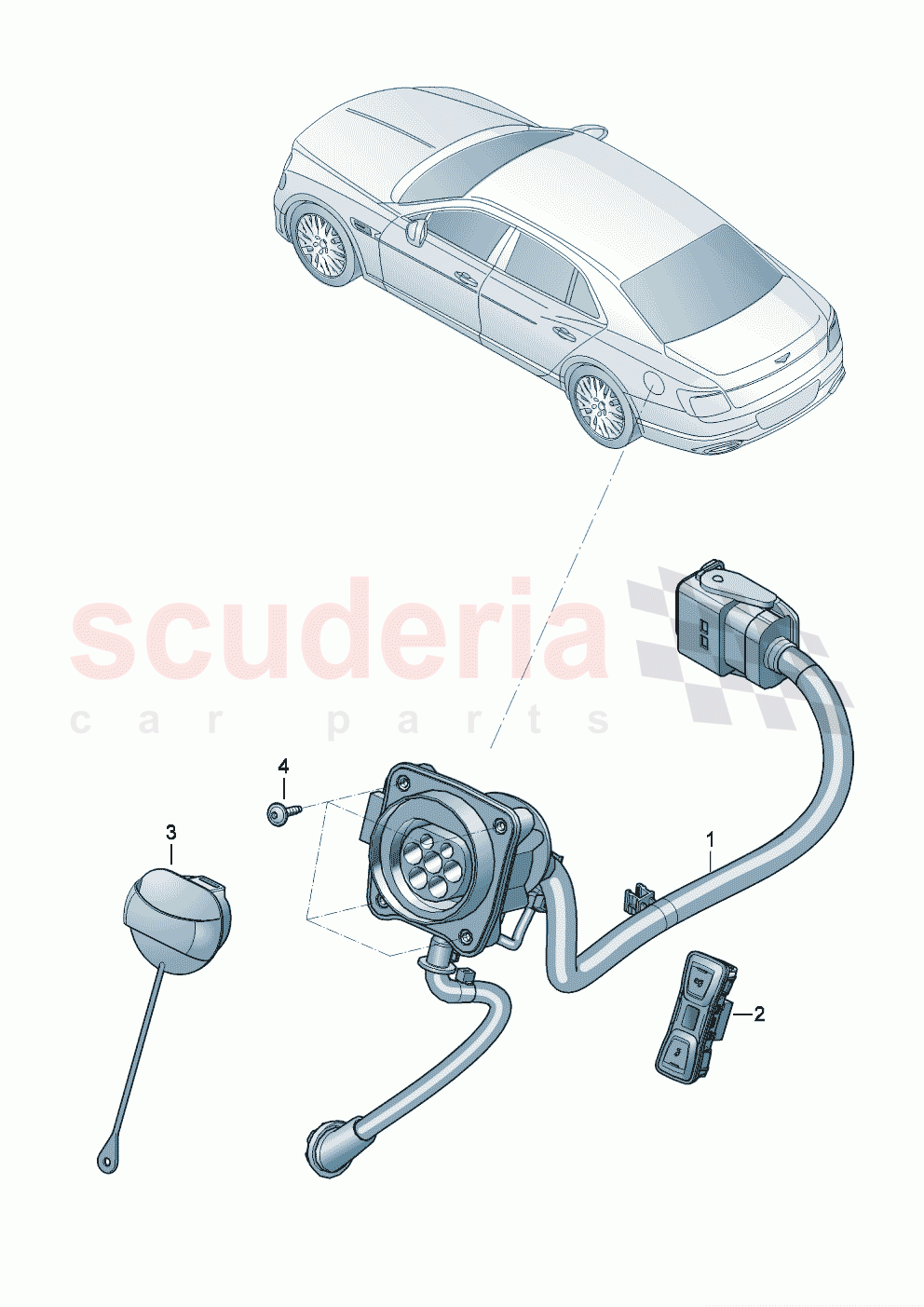 High-voltage wiring set for charging socket of Bentley Bentley New Flying Spur (2025-2026)