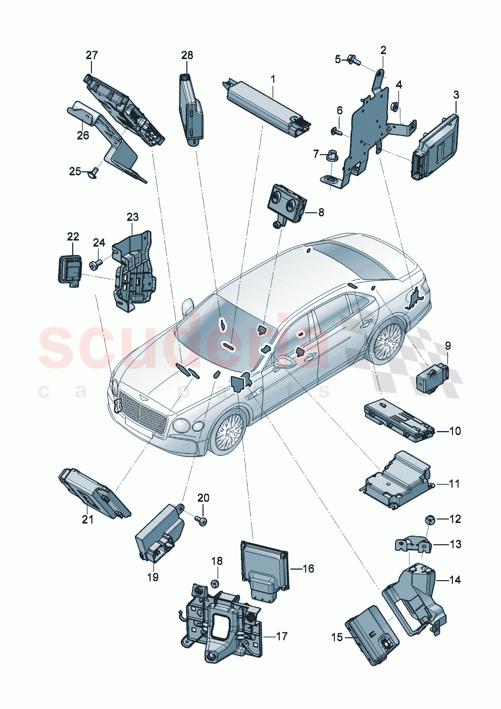 Control systems for comfort systems and safety of Bentley Bentley New Flying Spur (2025-2026)