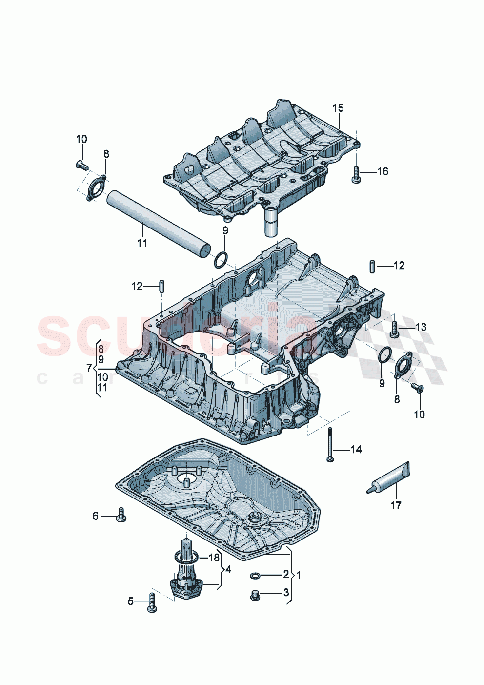 Engine oil sump upper part oil sump - lower part with opening for oil level sensor oil level sensor of Bentley Bentley New Flying Spur (2025-2026)