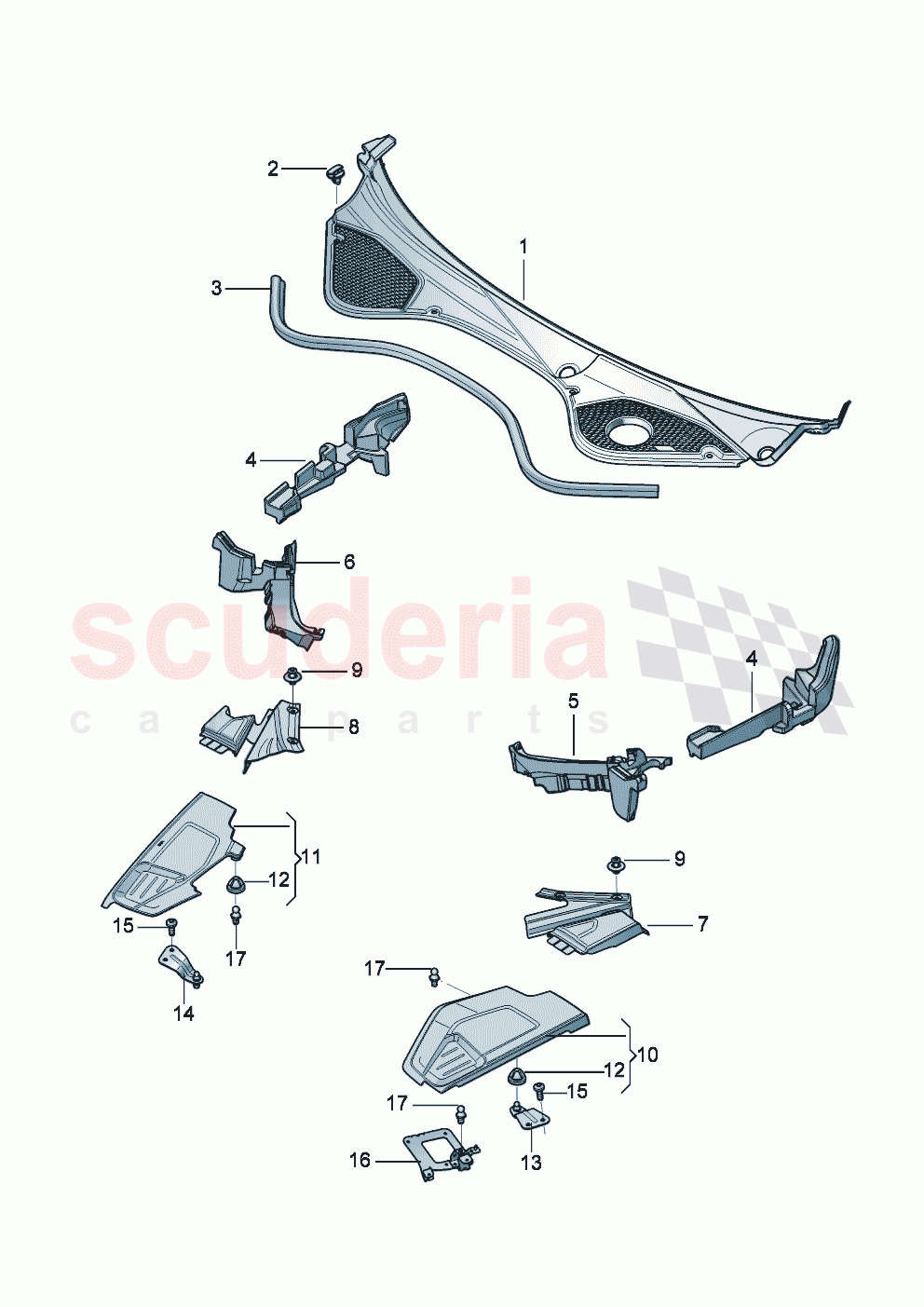 Cover for plenum chamber cover for engine compartment of Bentley Bentley New Flying Spur (2025-2026)