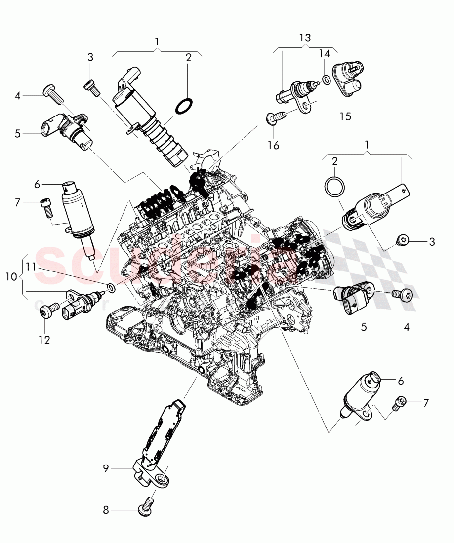 switches and senders on engine, control flap of Bentley Bentley Continental GTC (2011+)