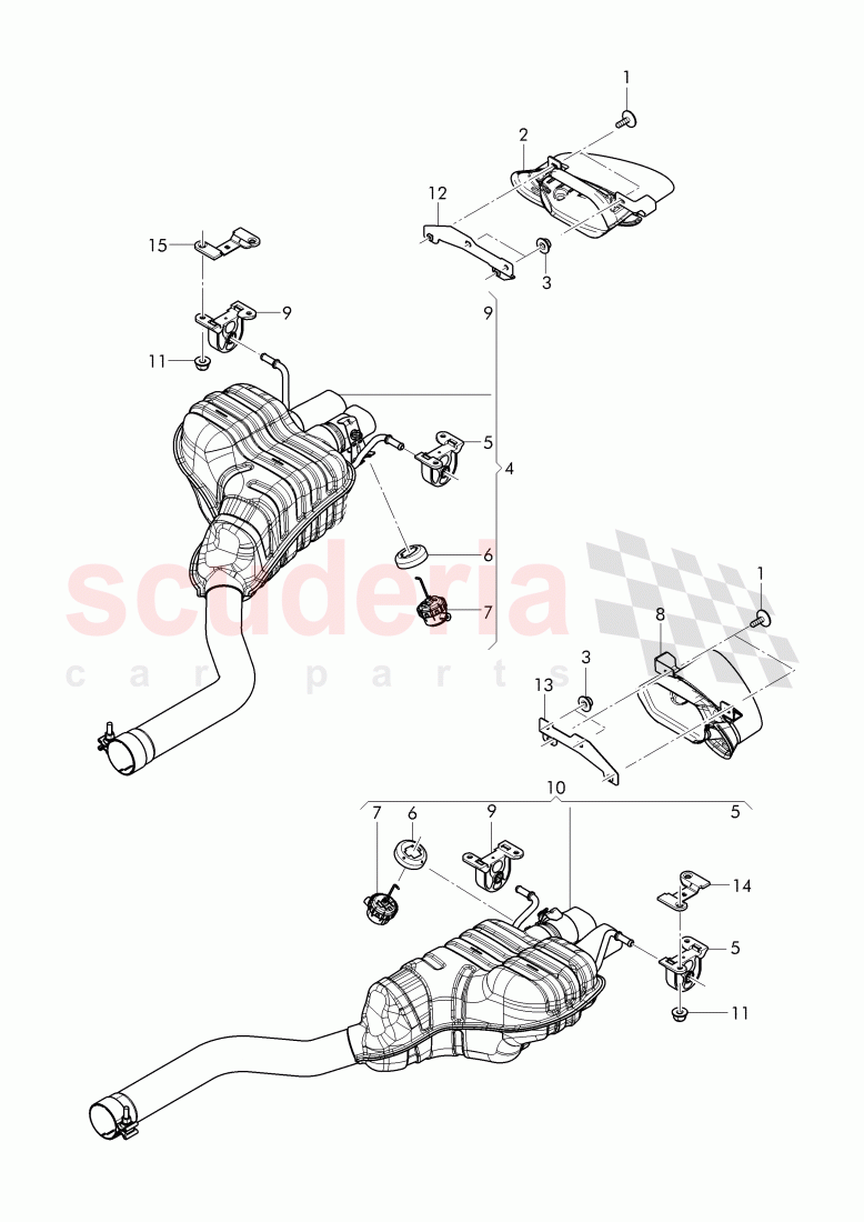Exhaust muffler with exhaust flap, Exhaust pipe tips of Bentley Bentley Continental Supersports (2017+)