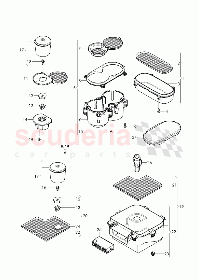 stowage box, center console of Bentley Bentley Bentayga (2015-2020)