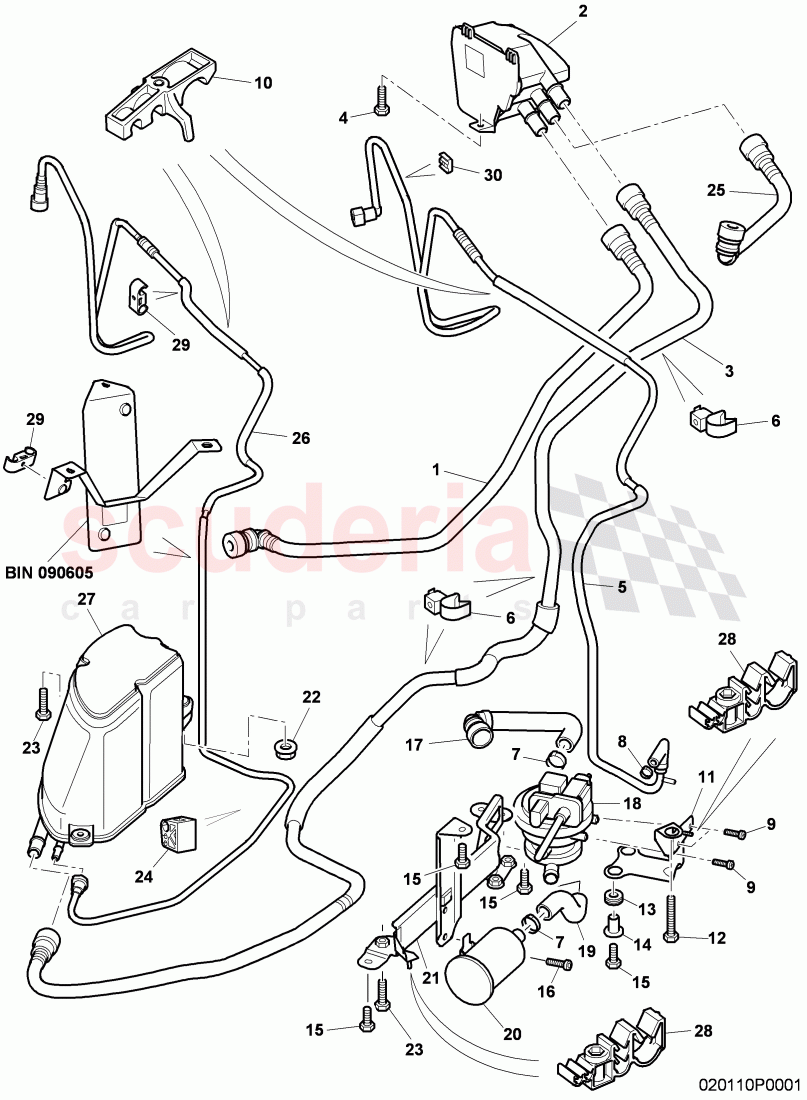 Carbon Canister and LDP, vent tube, leak detection pump, additional reservoir, D - MJ 2011>> - MJ 2011 of Bentley Bentley Continental GTC (2006-2010)