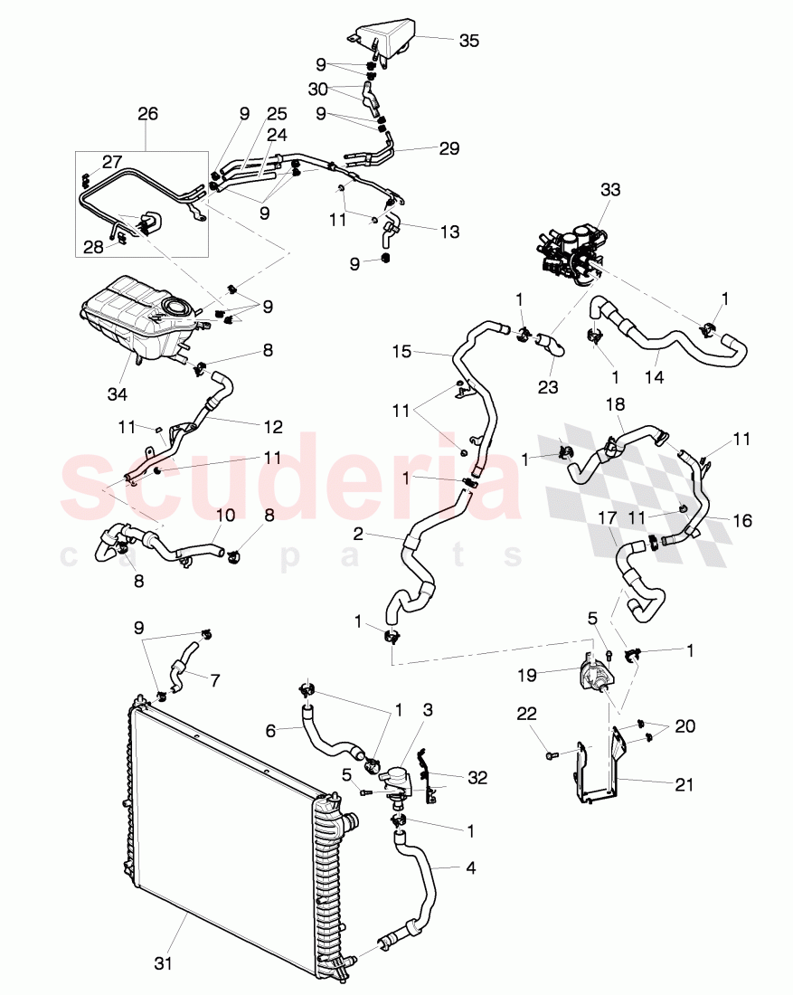Coolant hoses and pipes, Engine bay, F >> 3W-6-039 272 of Bentley Bentley Continental GT (2003-2010)