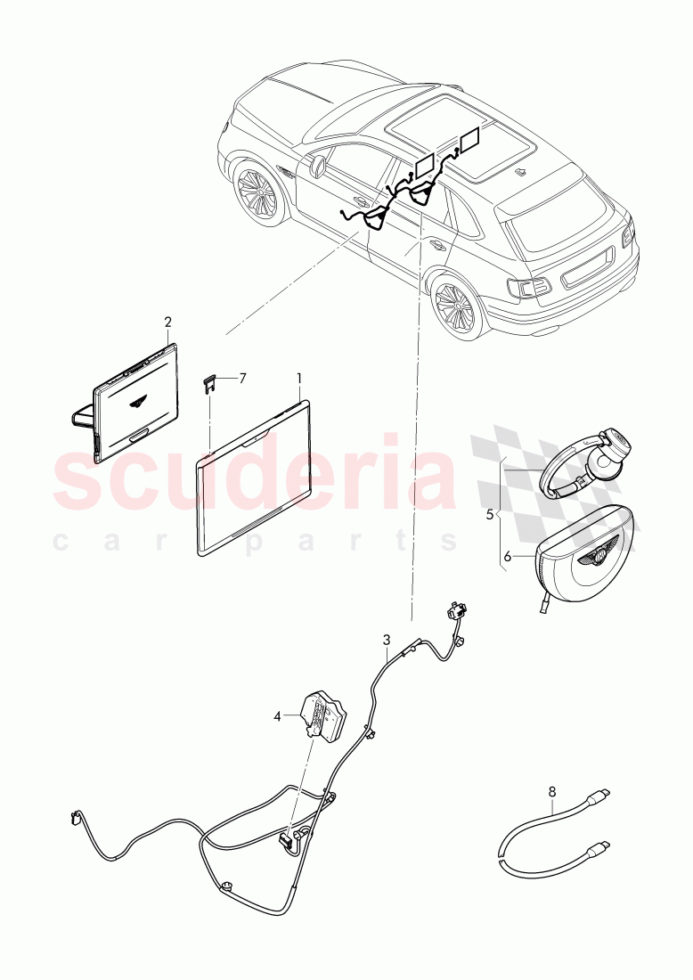 For vehicles with rear seat entertainment 'RSE' of Bentley Bentley Bentayga (2015-2020)