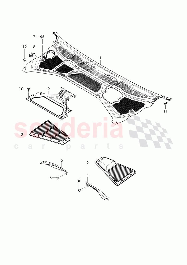Cover for plenum chamber, dust and pollen filter of Bentley Bentley Continental Supersports (2017+)
