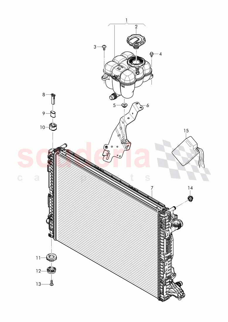 Coolant radiator, reservoir with attachment, parts of Bentley Bentley Bentayga (2015-2020)