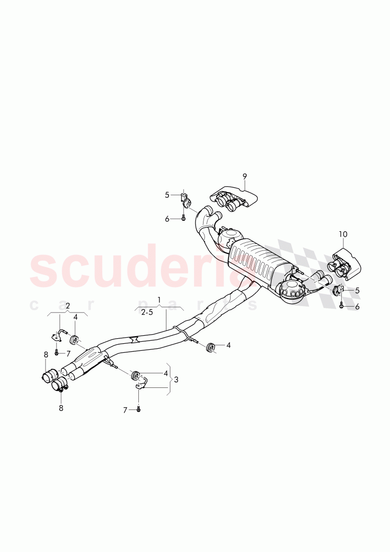 intermediate pipe with muffler, Exhaust pipe tips of Bentley Bentley Bentayga (2015-2020)