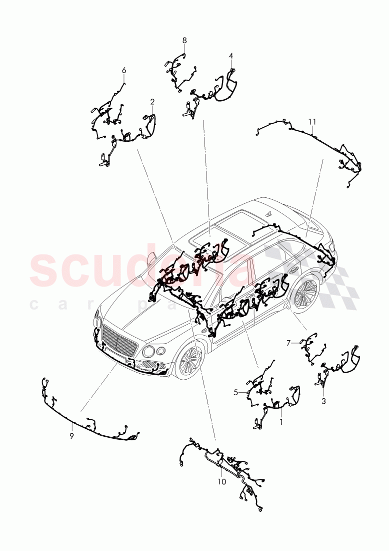 Additional Wiring Harnesses, D - MJ 2018>> of Bentley Bentley Bentayga (2015-2020)