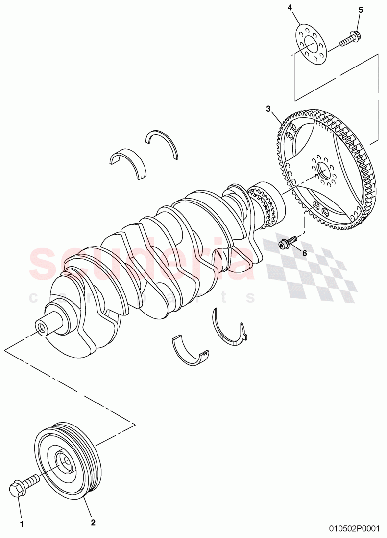 flywheel, v-belt pulley with vibration, damper of Bentley Bentley Continental GTC (2006-2010)