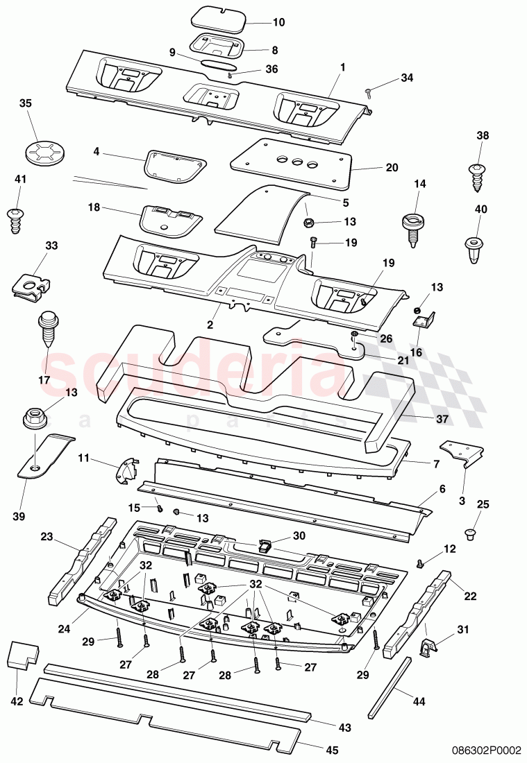 parcel shelf, rear of Bentley Bentley Continental Flying Spur (2006-2012)