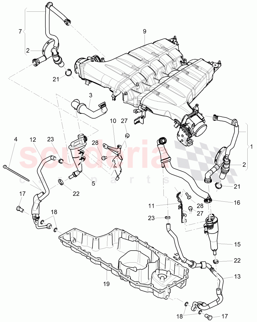 breather assy., crankcase of Bentley Bentley Continental Supersports (2009-2011)