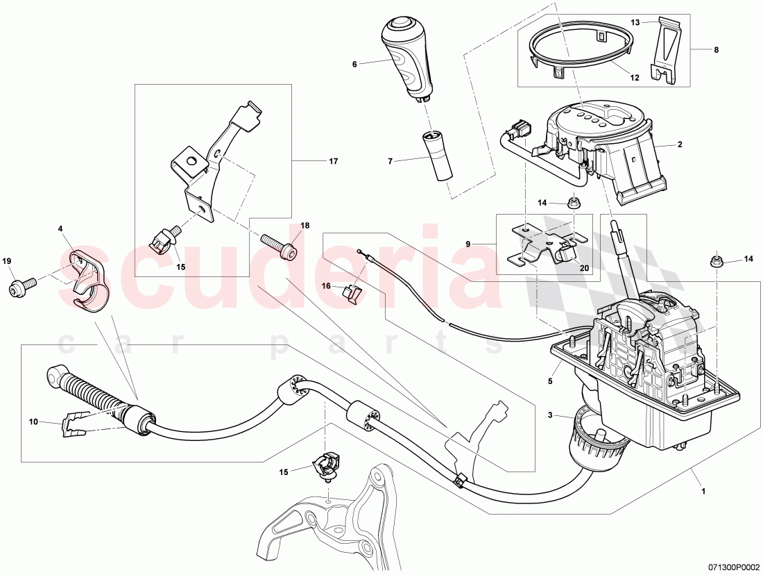 selector mechanism with cable, for 6 speed automatic transm. of Bentley Bentley Continental GT (2003-2010)