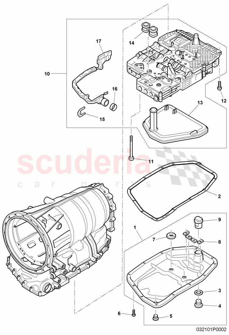 Mechatronic with software, oil strainer, oil pan, for 6 speed automatic transm., D - MJ 2007>> of Bentley Bentley Continental GT (2003-2010)