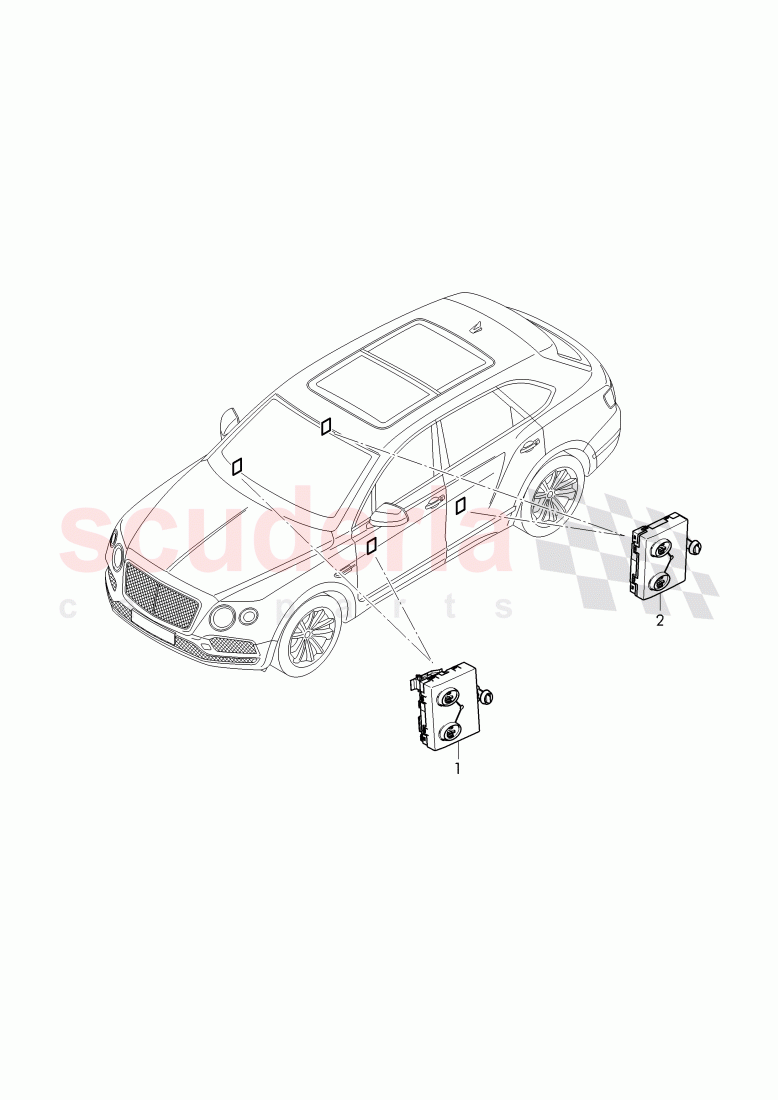 switches in door trim panel of Bentley Bentley Bentayga (2015-2020)
