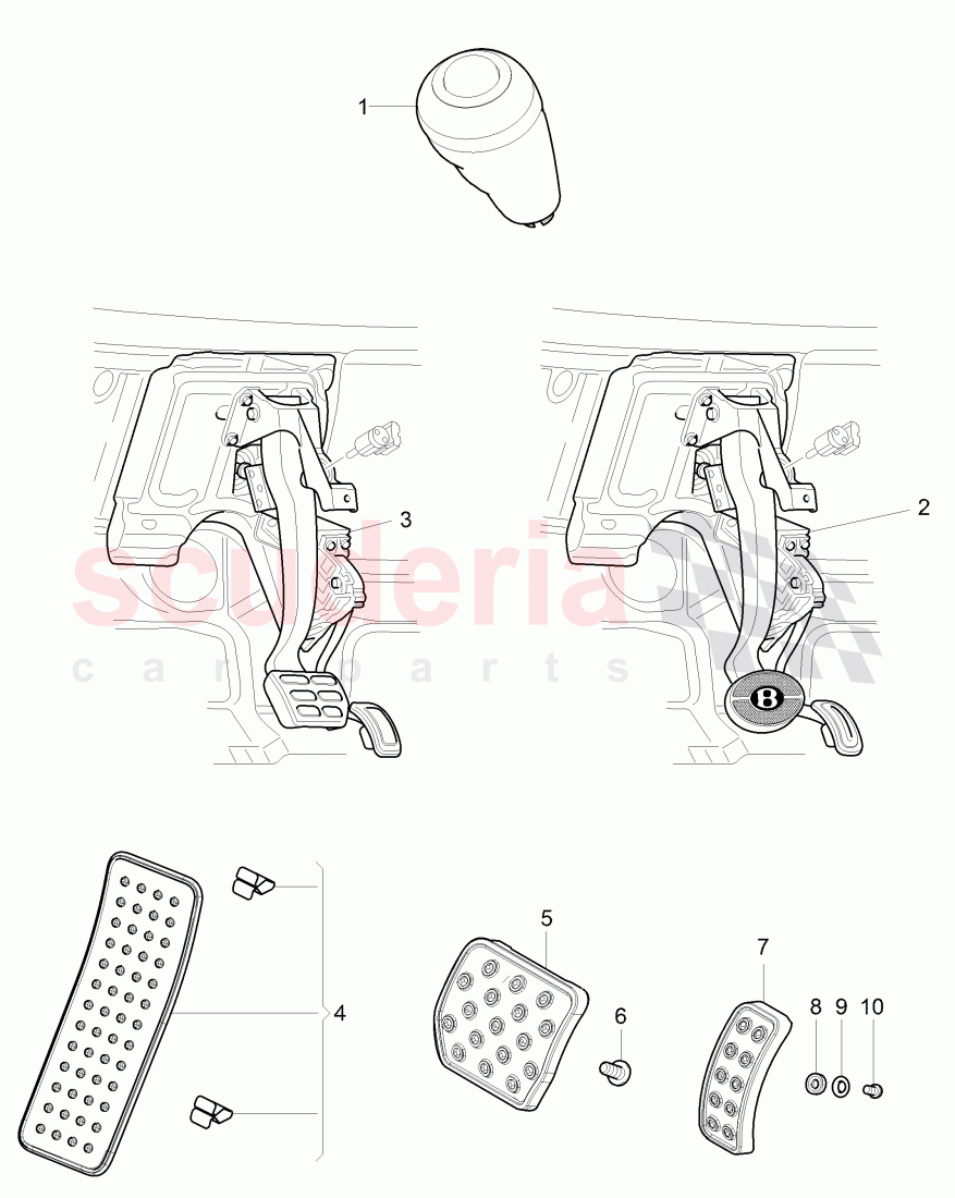 Original Accessories, gearshift knob, Pedals of Bentley Bentley Continental GT (2003-2010)