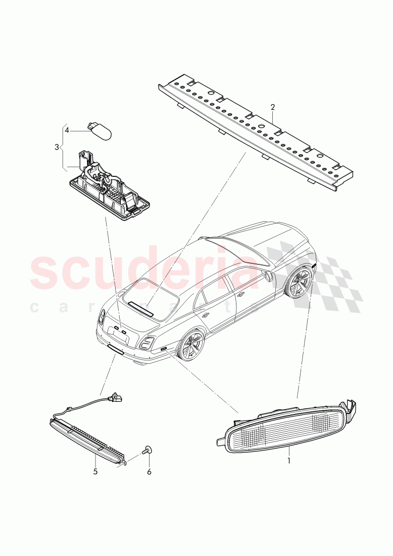 High-mounted brake light, license plate light of Bentley Bentley Mulsanne (2010+)