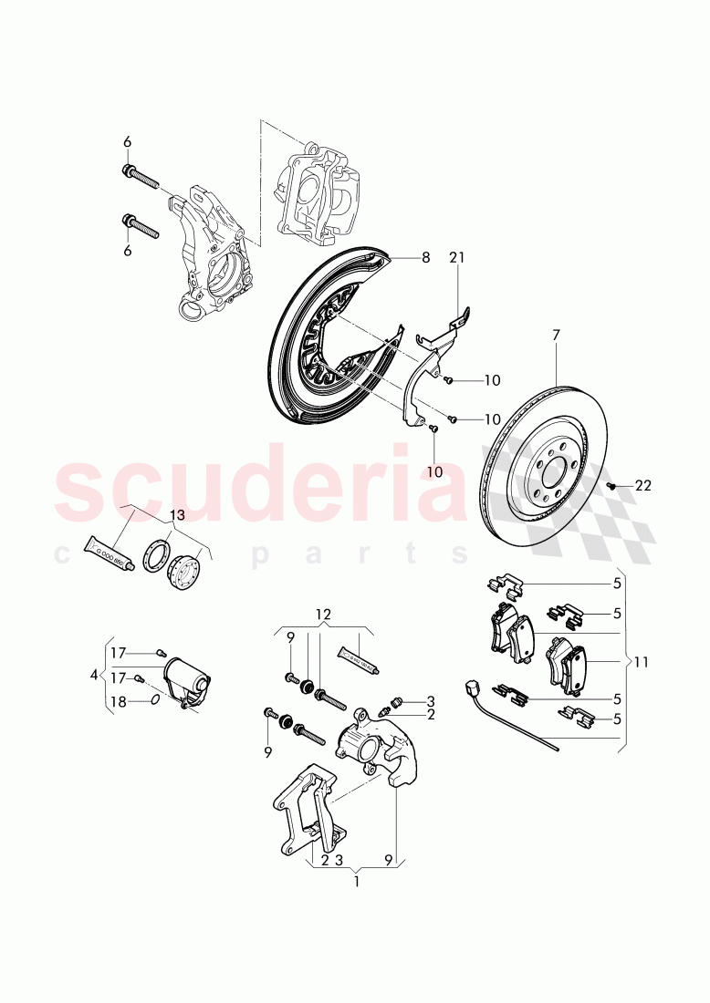 brake caliper, splash shield for brake disc, for vehicles with ceramic, brake disc of Bentley Bentley Continental Supersports (2017+)