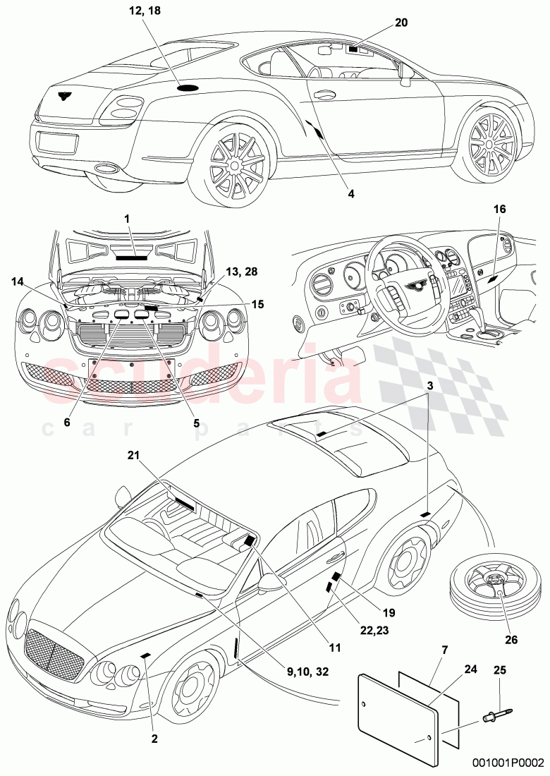 Type plates of Bentley Bentley Continental Supersports (2009-2011)