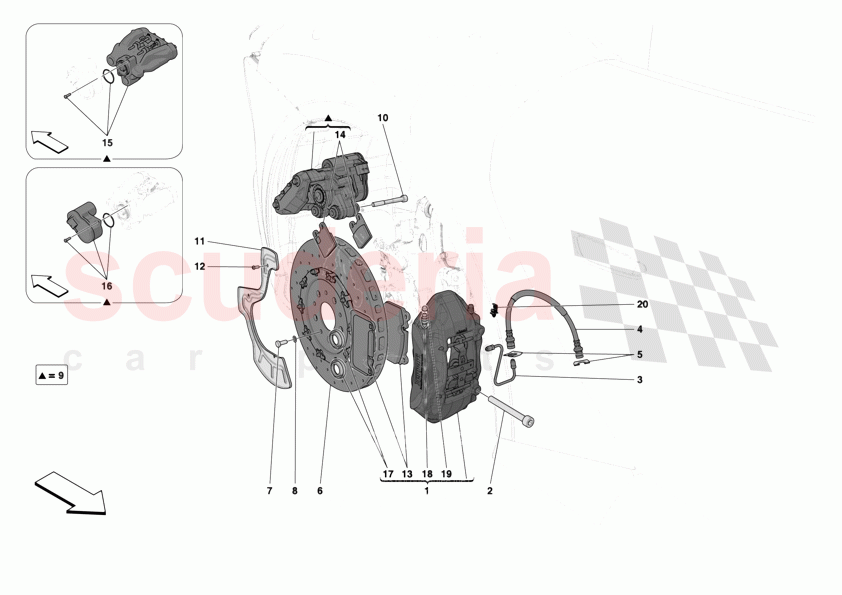 REAR SUSPENSION - CALLIPERS AND DISCS of Ferrari Ferrari 12Cilindri Spider
