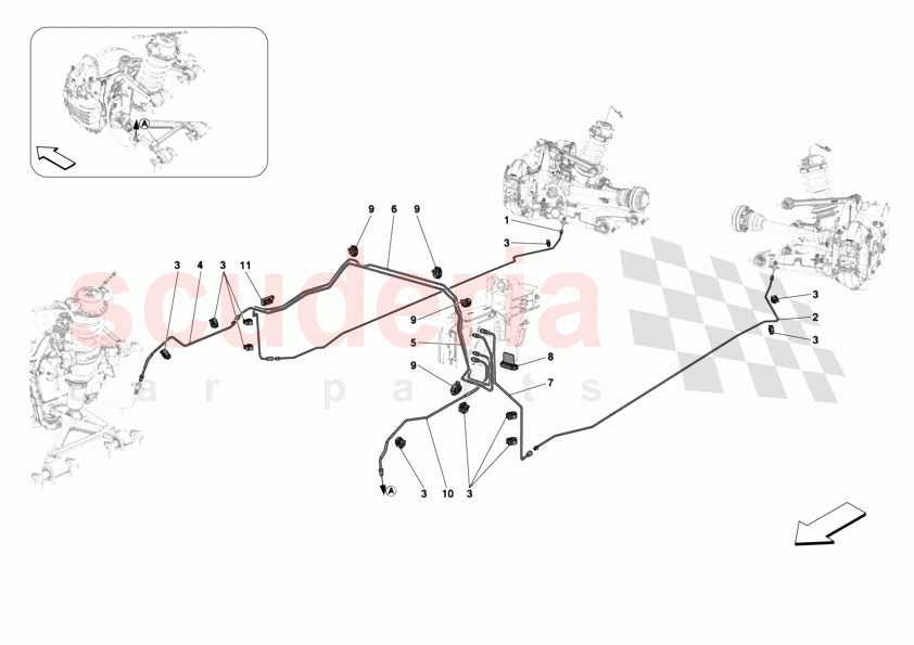 HYDRAULIC BRAKE CONTROL PIPES -Not for RHD- of Ferrari Ferrari 12Cilindri