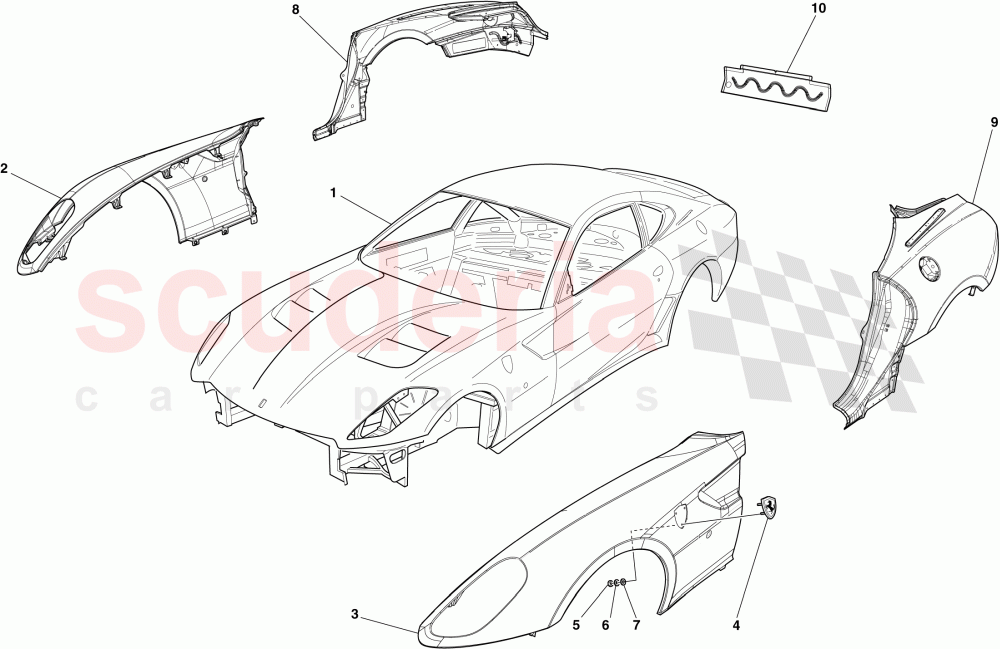 BODYSHELL - EXTERNAL TRIM of Ferrari Ferrari 599 GTO